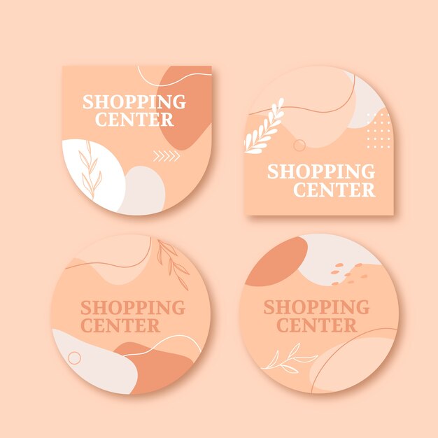 Colección de etiquetas planas de centro comercial