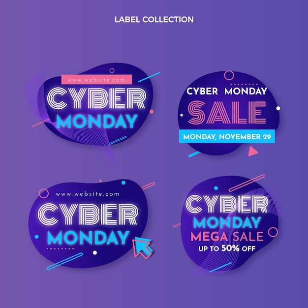 Vector gratuito colección de etiquetas planas de cyber monday