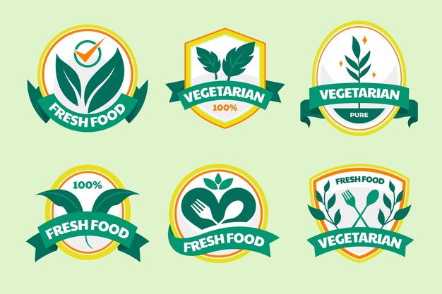 Colección de etiquetas planas del día mundial del vegetariano