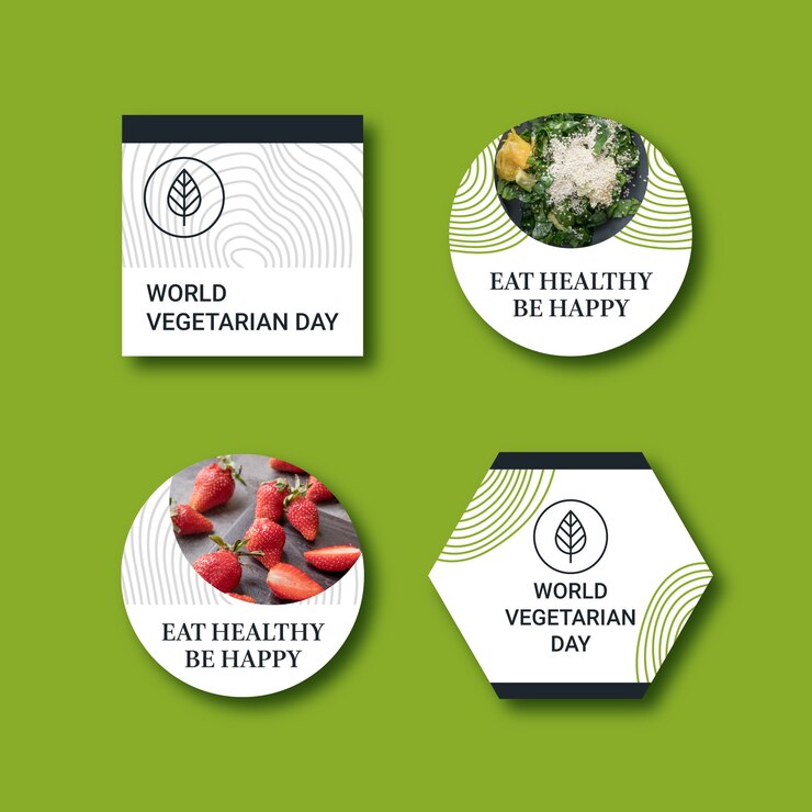 Vector gratuito colección de etiquetas planas para el día mundial del vegetariano