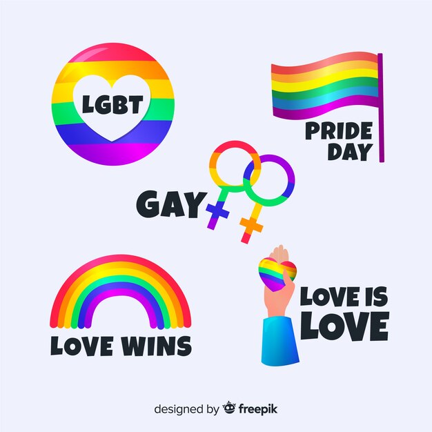 Colección etiquetas planas día del orgullo