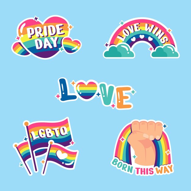 Colección de etiquetas planas del día del orgullo