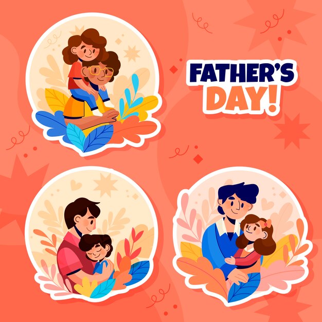 Colección de etiquetas planas para el día del padre
