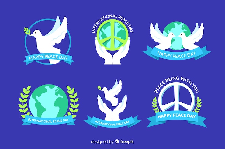 Vector gratuito colección de etiquetas planas para el día de la paz