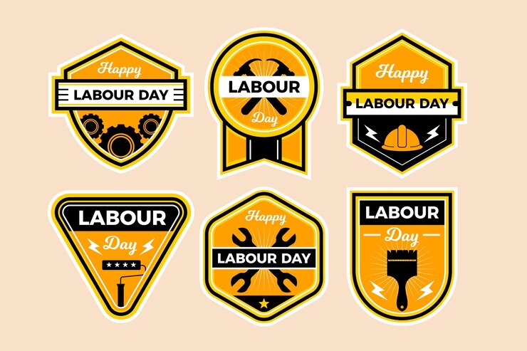 Vector gratuito colección de etiquetas planas del día del trabajo