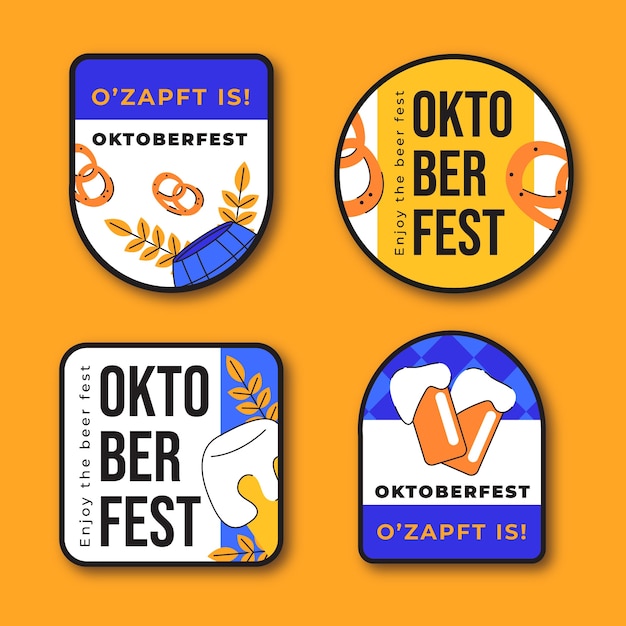 Vector gratuito colección de etiquetas planas para el festival oktoberfest