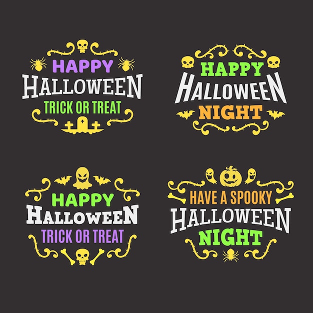 Vector gratuito colección de etiquetas planas de halloween