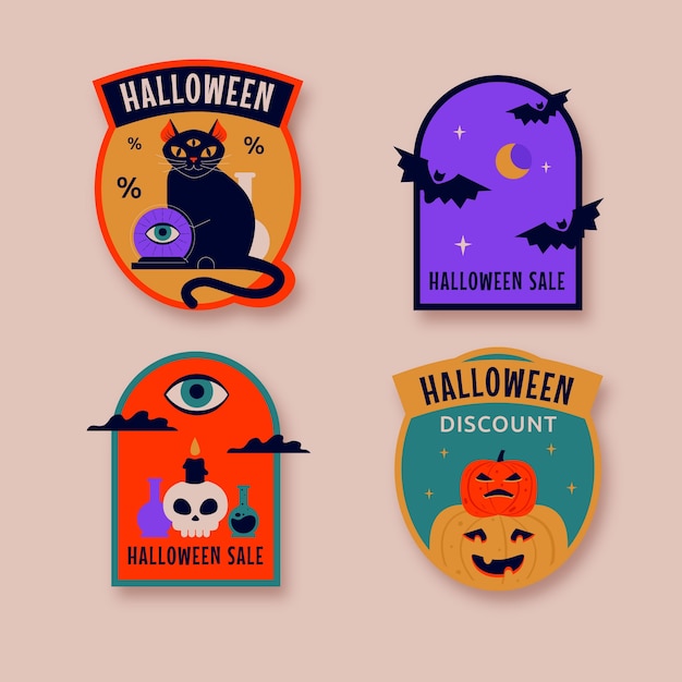 Vector gratuito colección de etiquetas planas de halloween