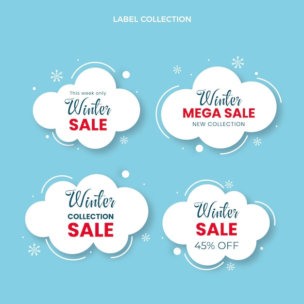 Vector gratuito colección de etiquetas planas de invierno