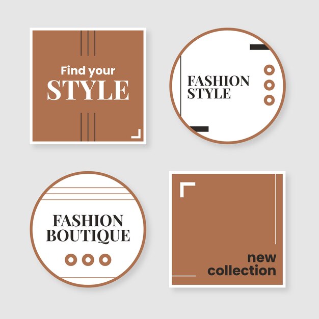 Colección de etiquetas planas de moda y estilo