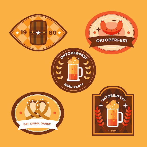 Vector gratuito colección de etiquetas planas de oktoberfest