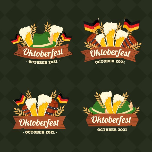 Colección de etiquetas planas de oktoberfest