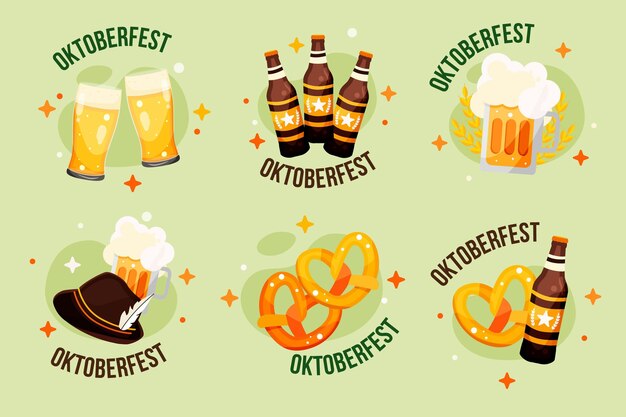 Colección de etiquetas planas de oktoberfest