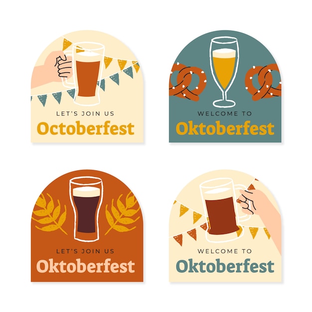 Colección de etiquetas planas de oktoberfest