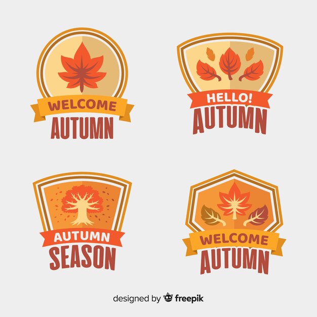 Colección de etiquetas planas de otoño