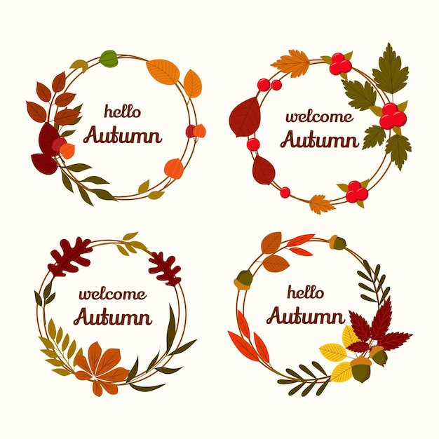 Colección de etiquetas planas de otoño
