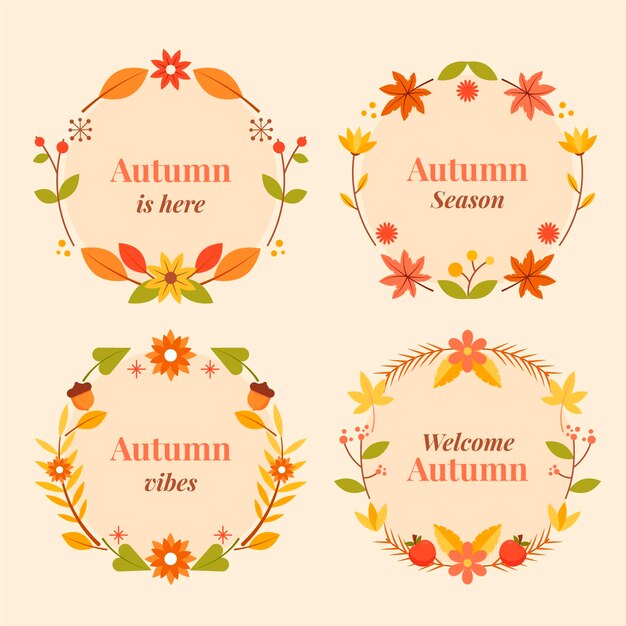 Colección de etiquetas planas de otoño