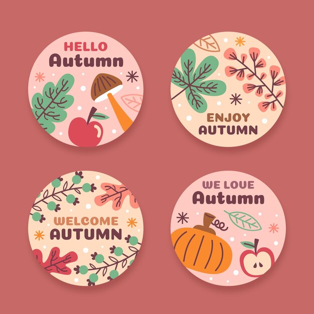 Colección de etiquetas planas de otoño