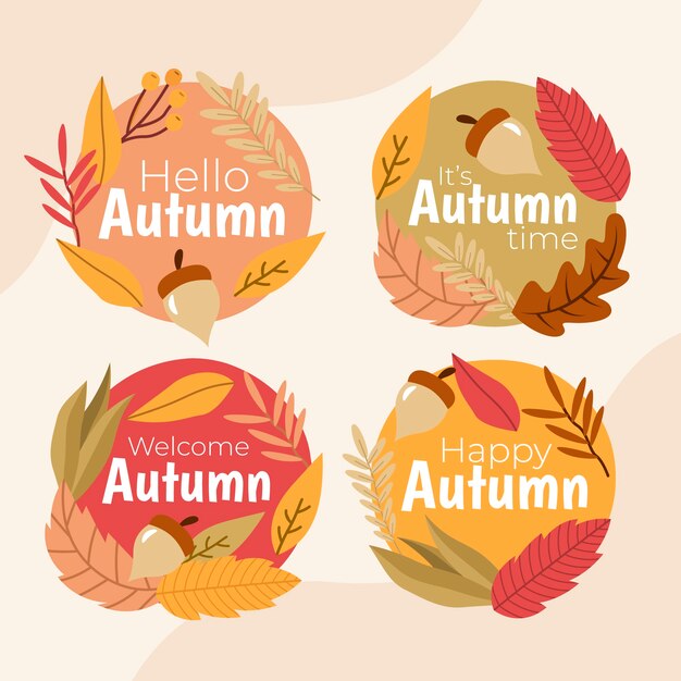 Colección de etiquetas planas de otoño