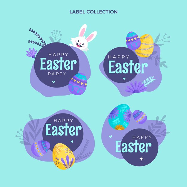 Colección de etiquetas planas de pascua