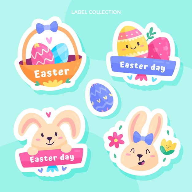 Vector gratuito colección de etiquetas planas de pascua