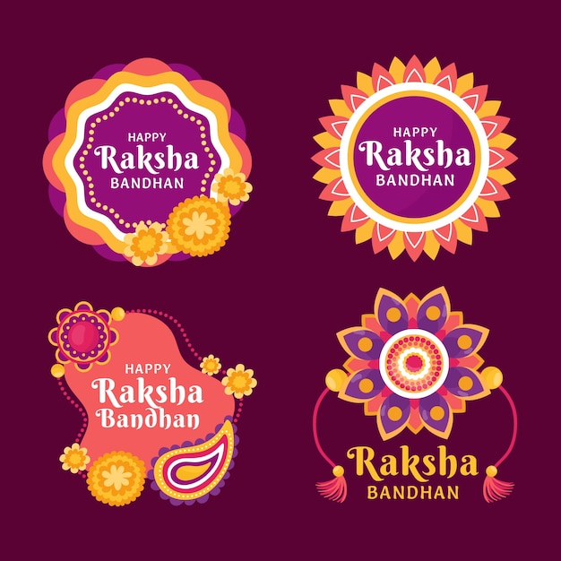 Vector gratuito colección de etiquetas planas de raksha bandhan