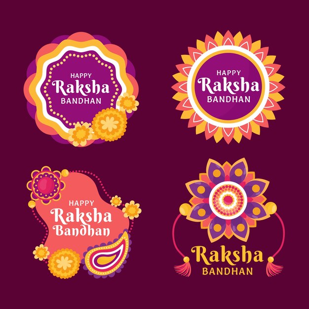 Colección de etiquetas planas de raksha bandhan