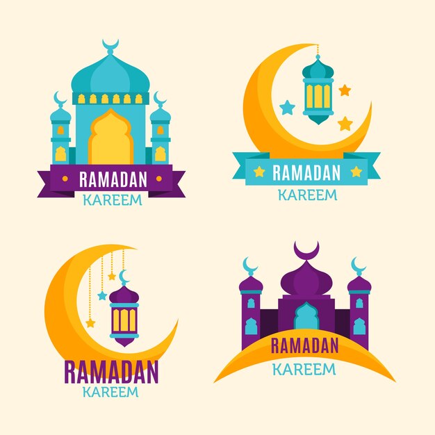 Colección de etiquetas planas de ramadán