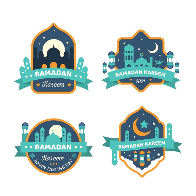 Colección de etiquetas planas de ramadán