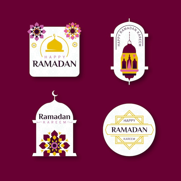 Vector gratuito colección de etiquetas planas de ramadán