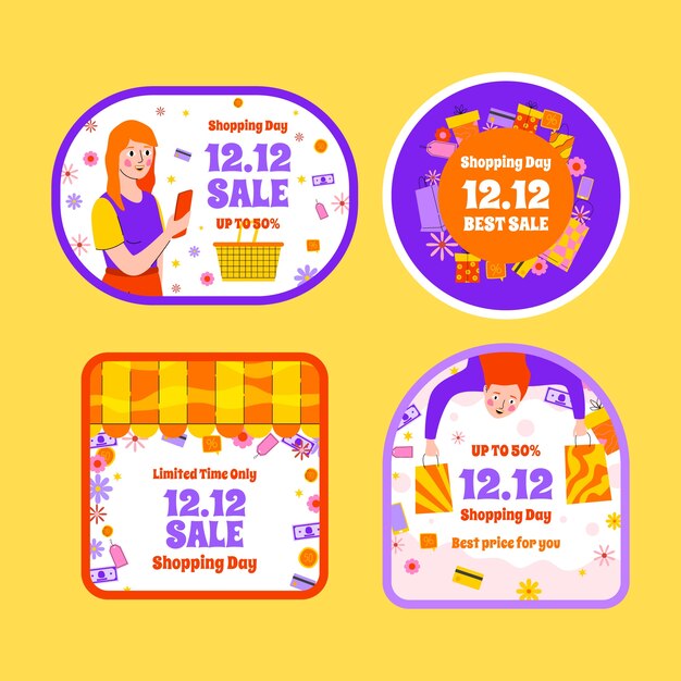 Colección de etiquetas planas de rebajas de boxing day