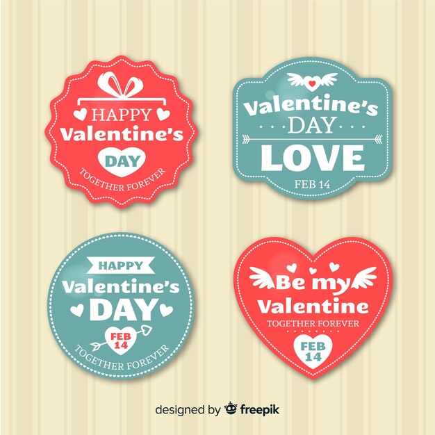 Colección etiquetas planas san valentín