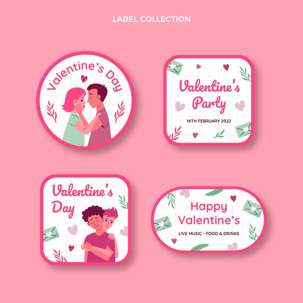 Vector gratuito colección de etiquetas planas de san valentín