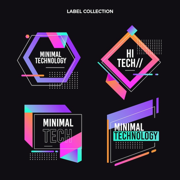 Colección de etiquetas planas de tecnología mínima.