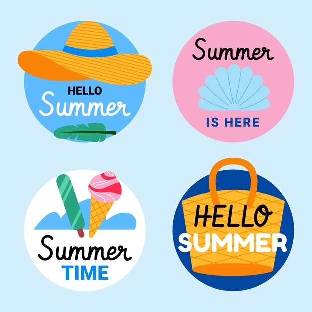Colección de etiquetas planas para la temporada de verano
