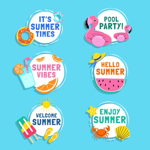 Colección de etiquetas planas para la temporada de verano