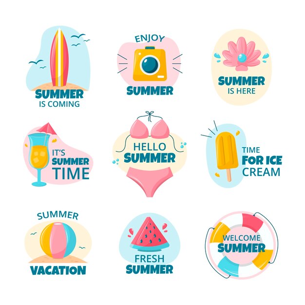 Colección de etiquetas planas para la temporada de verano