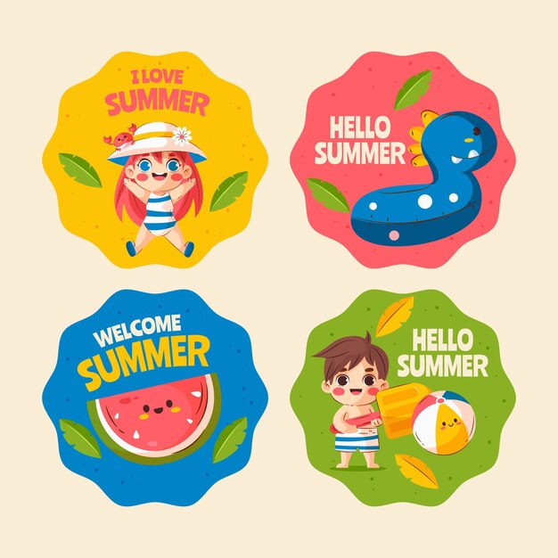 Colección de etiquetas planas para el verano
