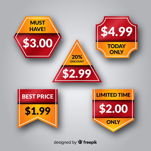 Colección etiquetas precios planas
