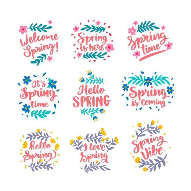 Colección de etiquetas de primavera