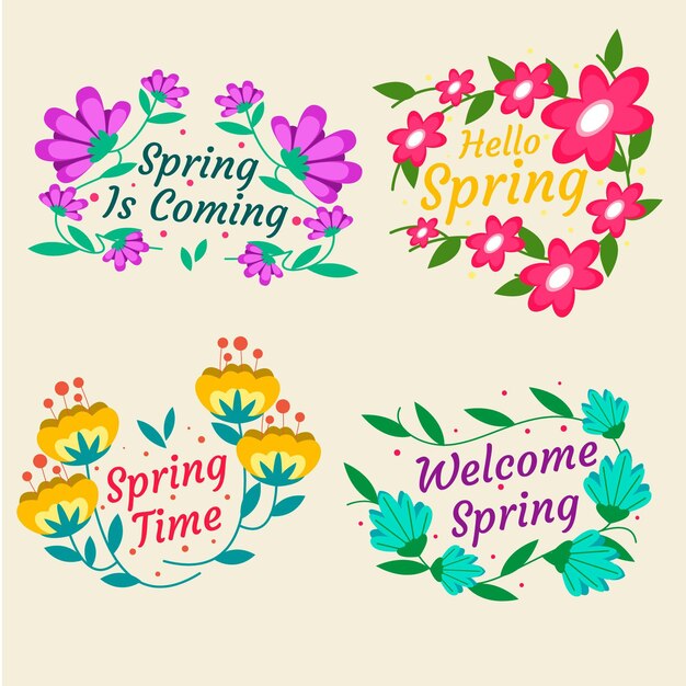 Colección de etiquetas de primavera