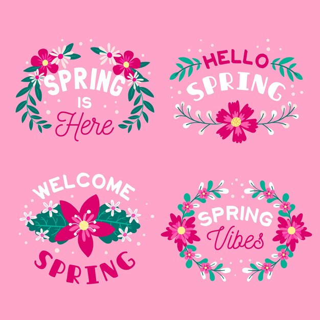 Colección de etiquetas de primavera