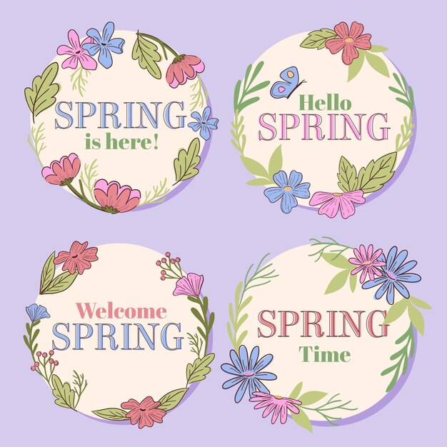 Colección de etiquetas de primavera