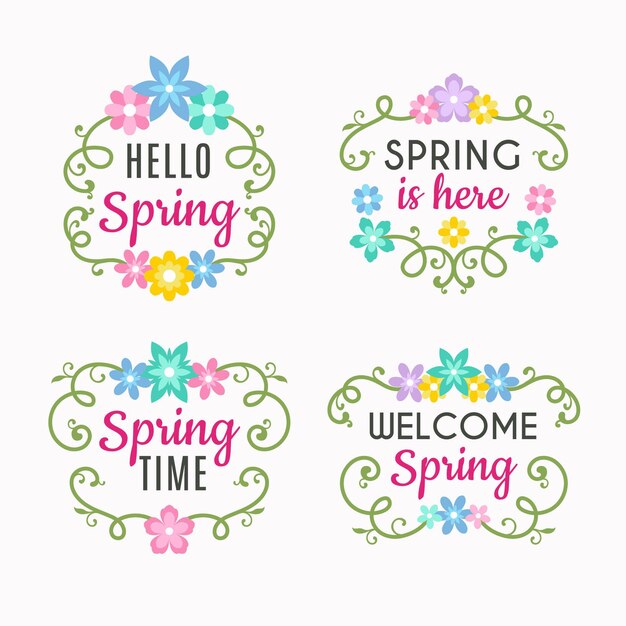 Colección de etiquetas de primavera