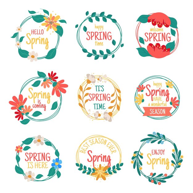 Colección de etiquetas de primavera