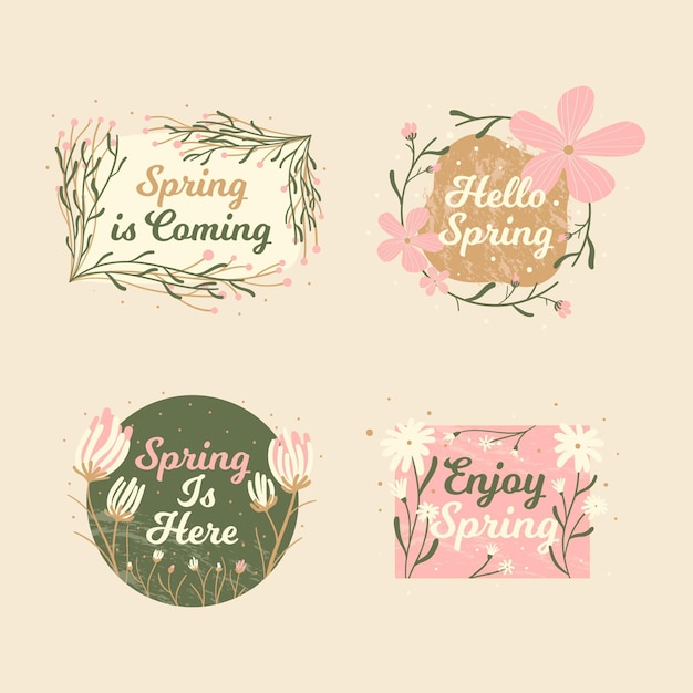 Colección de etiquetas de primavera