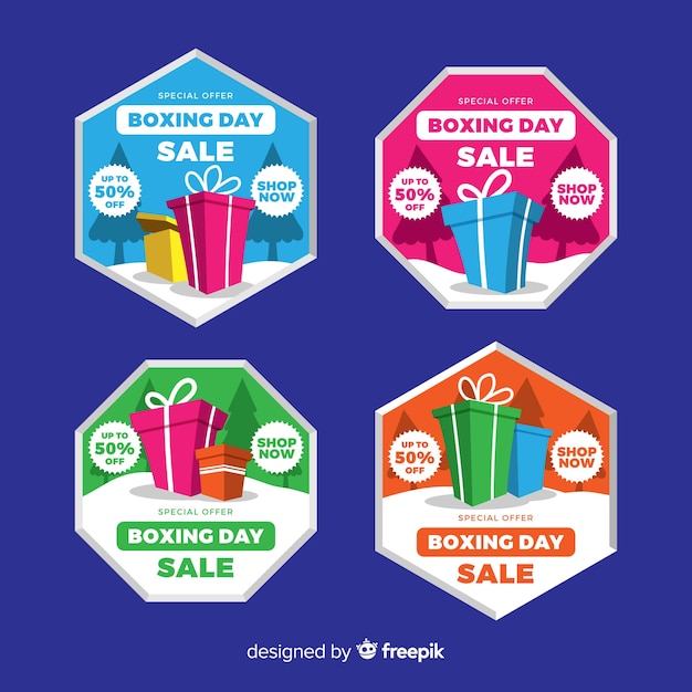 Colección de etiquetas de rebajas boxing day