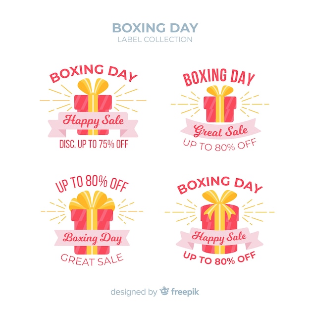 Vector gratuito colección de etiquetas rebajas de boxing day