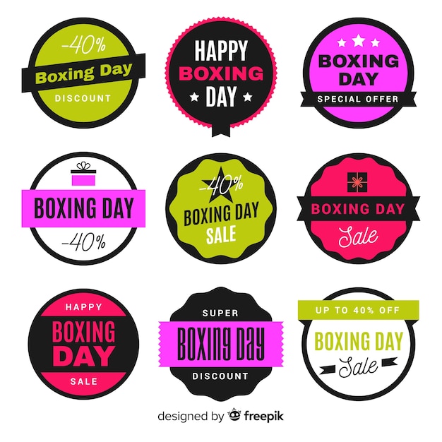 Vector gratuito colección de etiquetas de rebajas boxing day