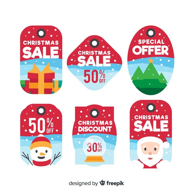 Colección de etiquetas de rebajas de navidad